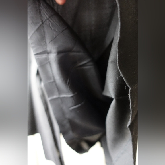 Wool Rallinati Black Wide Pleated Palazzo Pants - Picture 3 of 12